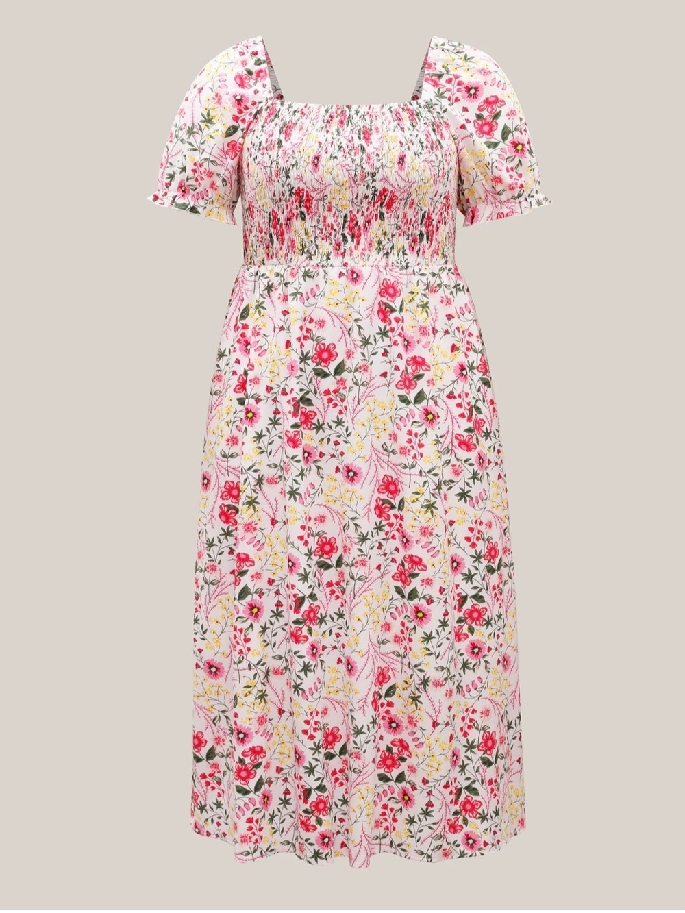 BloomChic Pink Floral Smocked Maxi Dress
